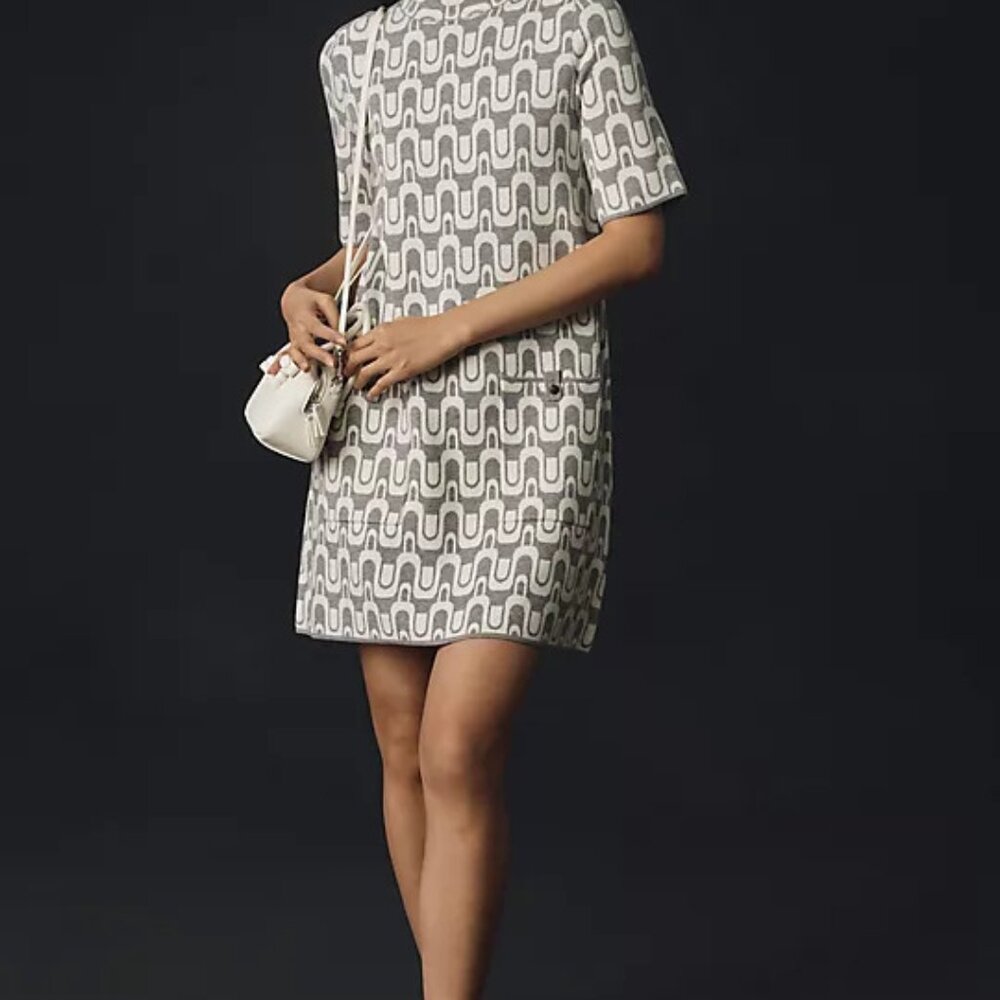 Anthropologie ANNALISE Mock-Neck Mini Sweater Dress by MAEVE XXS Coastal Cool